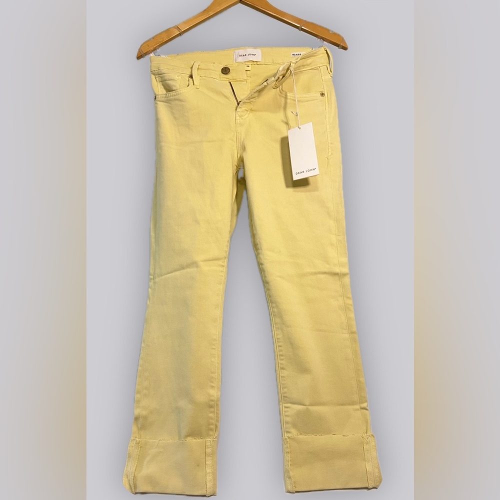 NWT Dear John Women's Straight Leg Yellow Jeans Size 25